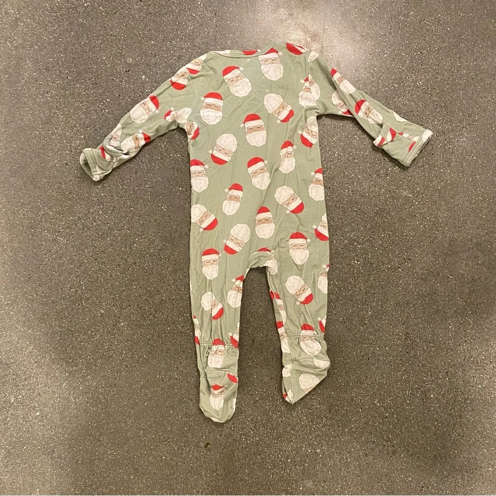 Larkspur Baby 3-6 months Santa Bamboo‎ Pajama Zippy Bamboo Green Christmas